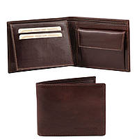 Ексклюзивний шкіряний гаманець для чоловіків із відділенням для монет (Темно-коричневий) ESTET