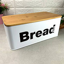 Біла металева хлібниця з бамбуковою кришкою Ardesto Midori, фото 5