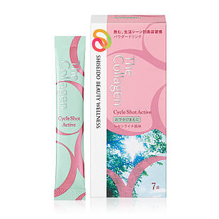Shiseido The Collagen Cycle Shot Active ранковий порошковий колаген з ягодами годжі, 7 стіків по 2 г. До 12/2025