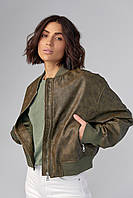 Женская куртка-бомбер в винтажном стиле - хаки цвет, S (есть размеры) ESTET
