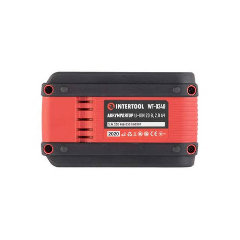 Акумулятор 20 В, Li-ion, 2.0 Аг, індикатор рівня заряду INTERTOOL WT-0340, фото 1