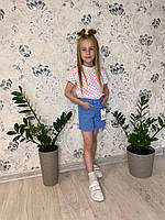 Стильные джинсовые шорты в голубом цвете для девочек, р: 92, 98, 104, 110, 116 (Б 2121/195)