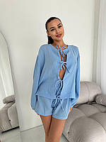 Воздушная женская пижамка из невероятно легкой ткани (муслин), р: 42-46 оверсайз (Р 4936/386)