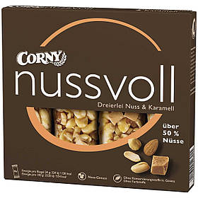 Батончики Corny Nussvoll Dreierlei Nuss Karamell 4s 96g