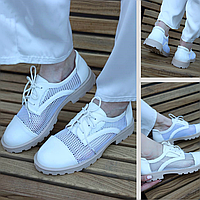 Стильные женские летние туфли оксфорды белый цвет размер 37 длина по стельке 23.5 см