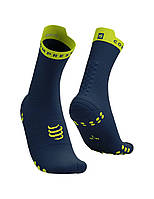 Бігові безшовні високі шкарпетки  Compressport Pro Racing Socks V4.0 Run High, Blues/Green Sheen, T1 (35-38)