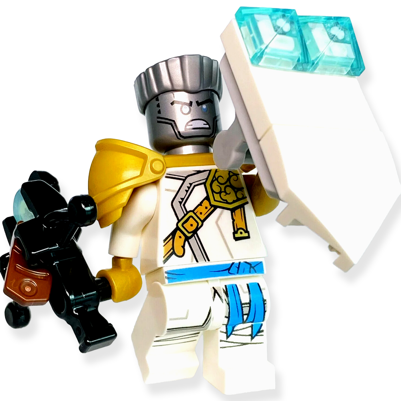 Мініфігурка колекційна LEGO Ninjago 892173 Zane Golden Ninja Мініфігурка Зейна з «Володаря гори» з закидувачем лука Лего Ніндзяго, фото 1