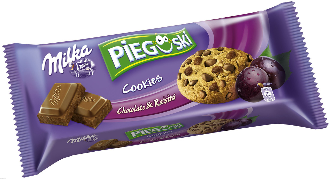 Печенье Milka Pieguski Choco Cookies Raisins (c кусочками шоколада и изюмом), 135 гр - фото 3 - id-p405166513