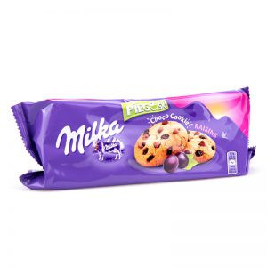 Печиво Milka Pieguski Choco Cookies Raisins (c шматочками шоколаду та родзинками), 135 гр, фото 1