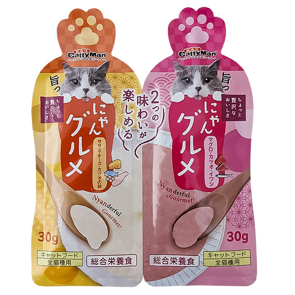 CattyMan Complete Twins Pouch кремпюре:курка сир ікра і тунець макрель сардина рідкий корм для котів 60г Z1533, фото 1