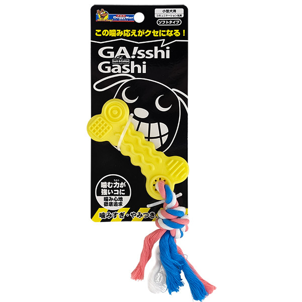 DoggyMan Доггімен Chew Toy Bone with Rope жувальна іграшка жовта кістка для собак (Z3417), фото 1