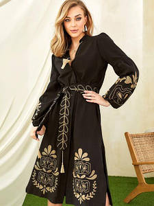 Вишита сукня жіноча вільного крою бавовняна якість преміум чорна