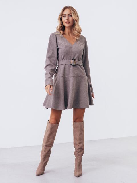 Сукня жіноча з довгим рукавом а силуету коротка фіолетова, фото 1