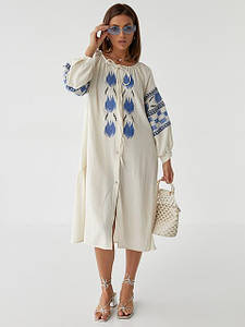 Вишита сукня жіноча вільного крою бавовняна якість преміум біла