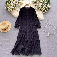 Женское платье из прошвы черный