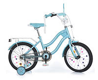 Детский двухколесный велосипед PROFI 18 дюймов MB 18063-1 STAR с дополнительными колесами, мятный