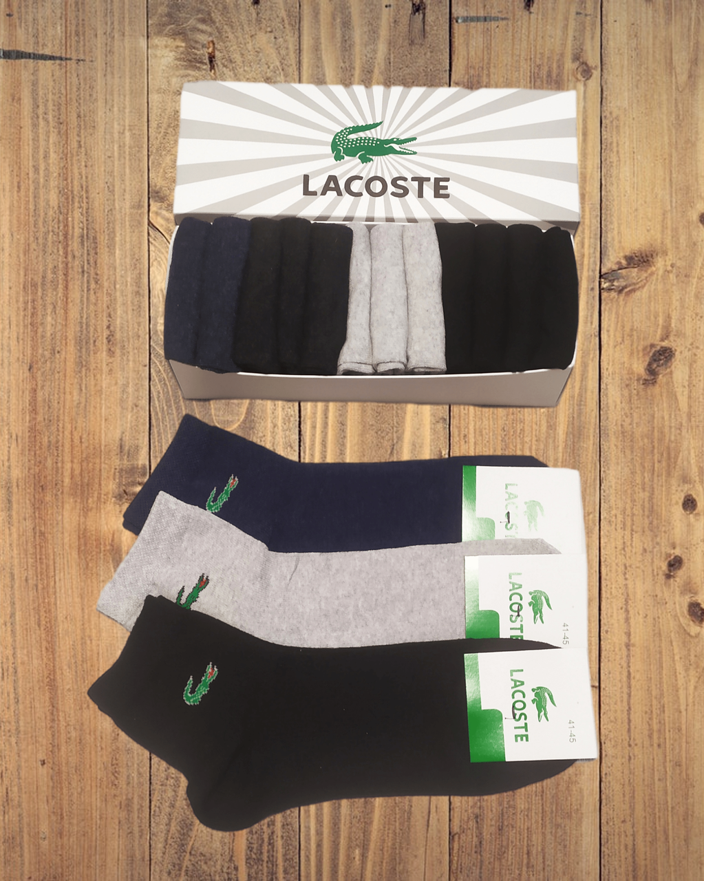 MNB Носки мужские Lacoste - 12 пар в подарочной коробке лакоста / чоловічі шкарпетки носки - фото 1 - id-p2185749144