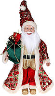 Декоративная фигура "Санта с мешком" 45см, красный с изумрудом