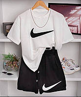 Женский повседневный трендовый красивый удобный летний спортивный костюм Nike футболка и шорты