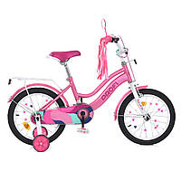 Детский двухколесный велосипед 18 дюймов с багажником и фонариком Profi WAVE MB 18051-1 Розовый