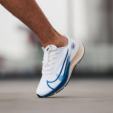 Чоловічі Кросівки Nike Air Zoom Pegasus 37 White Blue / Найк Аїр Зум Пегасус 37 Білі з Синім, фото 1