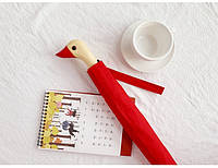 Зонт с деревянной ручкой голова утки (Красный) n