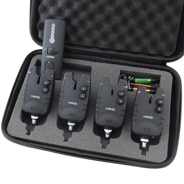 Комплект сигналізаторів клювання Hirisi SQ-4 (4 шт.) з пейджером і свингерами, фото 1