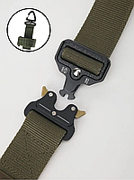 Ремень тактический Assaulter belt с металлической пряжкой 140 см Олива + Подарок Карабин на Лучшая цена на