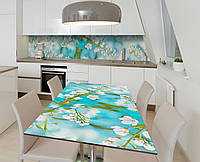 Наклейка 3Д виниловая на стол Zatarga «Цветение черёмухи» 600х1200 мм для домов, квартир, сто UC, код: 6511963
