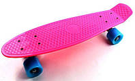 Пенниборд Penny Board Малиновый цвет Голубые колеса XN, код: 5551021