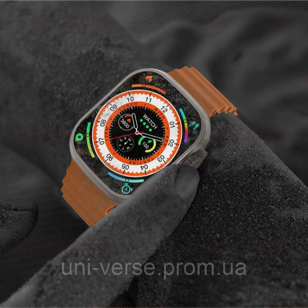 Умные часы IWO Ultra series 8 Silver Gold + Orange Ocean (IW000US8SGOO) XN, код: 7846679 - фото 3 - id-p2185900657