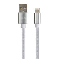 Дата кабель USB 2.0 AM to Lightning 1m nylon silver Vinga VCPDCLNB1S n