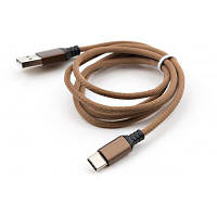 Дата кабель USB 2.0 AM to Type-C nylon 1m brown Vinga VCPDCTCNB21BR n