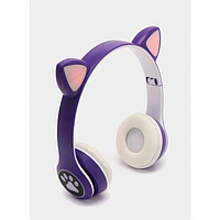Беспроводные наушники с кошачьими ушками и RGB подсветкой фиолетовые Cat VIV-23M