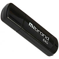 USB флеш наель Mibrand 64GB Grizzly Black USB 2.0 MI2.0/GR64P3B n