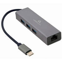 Концентратор Cablexpert Type-С to Gigabit Ethernet, 3 Ports USB 3.1 Gen1 5 Gbps A-CMU3-LAN-01 n