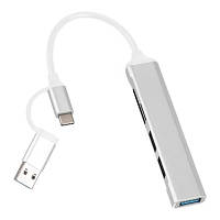 Концентратор Dynamode 5-in-1 USB Type-C/Type-A to 1хUSB3.0, 2xUSB 2.0, card-reader SD/MicroSD DM-UH-518 n