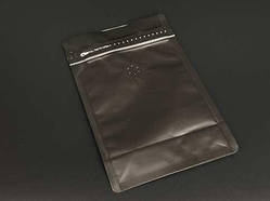 Дой-Пак з зіп замком з клапаном для кави 150г чорний 130х200+70мм / Дой-Пак з зіп замком з клапаном для кави 150г чорний