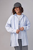 Жіноча сорочка в смужку з розрізами — блакитний колір, S/M (є розміри)