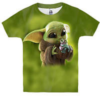 Дитяча футболка 3D Малюк Грогу з жабою