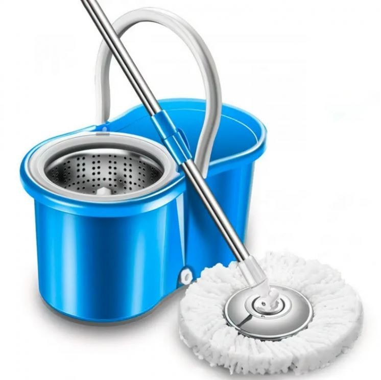 Універсальна швабра з віджимом-центрифугою та відром Easy Mop (синій)