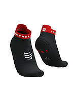 Спортивні безшовні низькі шкарпетки Compressport Pro Racing Socks V4.0 Run Low, Black/Core Red, T1 (35-38)