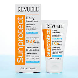 Сонцезахисний крем REVUELE SPF50 + зволожуючий, 50 мл