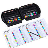 Професійні кольорові олівці з грифелем на масляній основі KALOUR 180 кольорів в нейлоновому футлярі, фото 5
