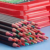 Професійні кольорові олівці з грифелем на масляній основі KALOUR 180 кольорів в металевій коробці, фото 5