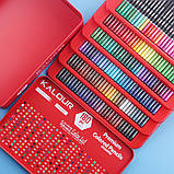 Професійні кольорові олівці з грифелем на масляній основі KALOUR 180 кольорів в металевій коробці, фото 7