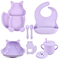 Набор детской посуды на присоске 2Life Белка Y2 из 7 предметов Фиолетовый (v-11336) XN, код: 8290553