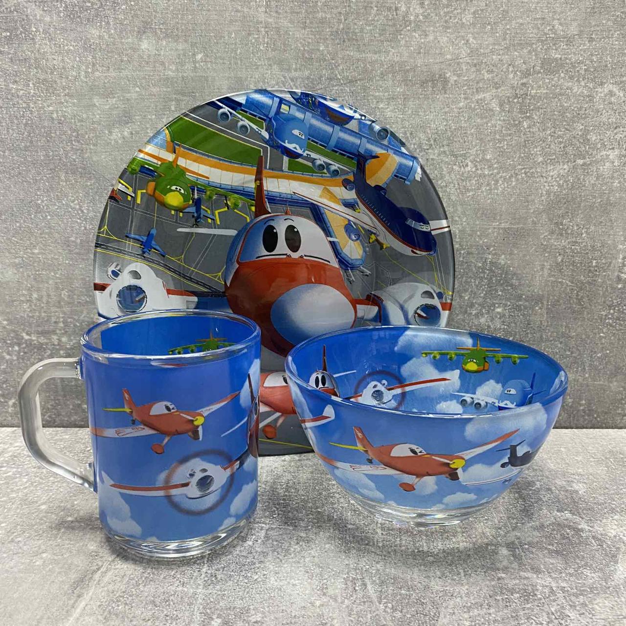 Набор детской посуды 3 предмета Самолеты Украина ТД 7732 XN, код: 8179811 - фото 2 - id-p2185986982