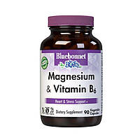 Магний + Витамин В6, Bluebonnet Nutrition, 90 вегетарианских капсул