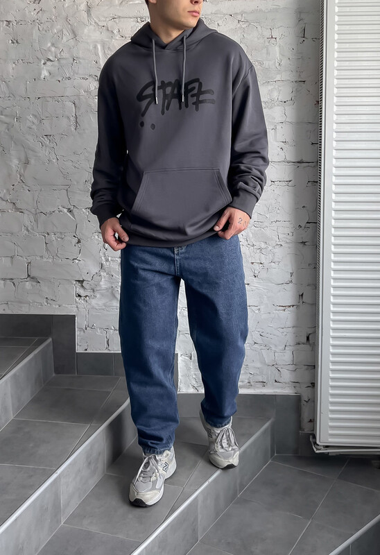 Повсякденне сіре худі Staff logo oversize